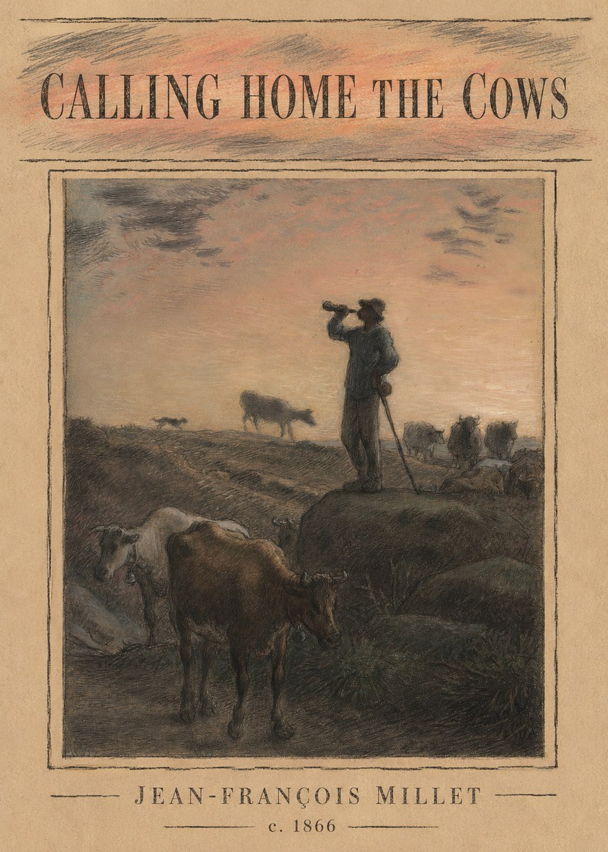 Jean-François Millet Calling Home the Cows No4 - Plakat