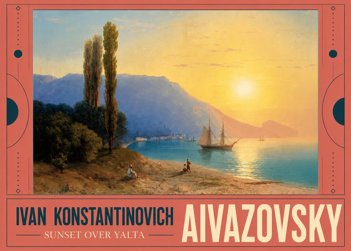 Ivan Konstantinovich Aivazovsky Sunset over Yalta No3 - Plakat