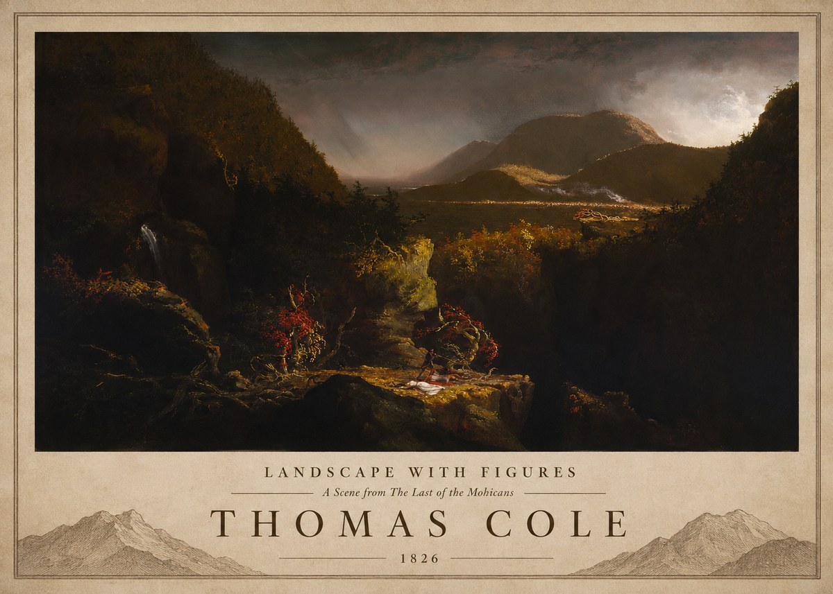 Thomas Cole Landscape with Figures: a Scene from the Last of the Mohicans No3 - Plakat