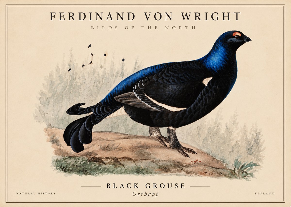 Ferdinand von Wright Black Grouse No4 - Plakat