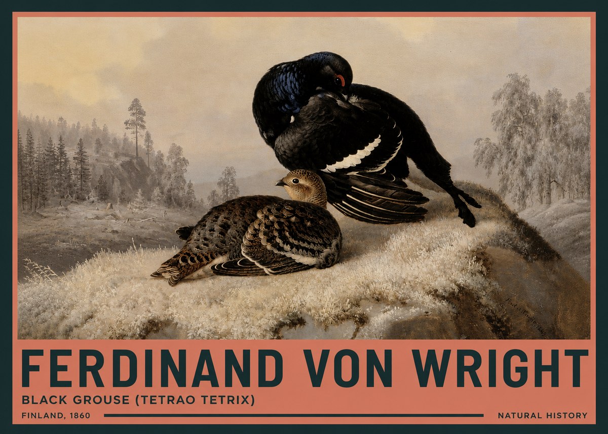 Ferdinand von Wright Black Grouse (Tetrao Tetrix) No3 - Plakat
