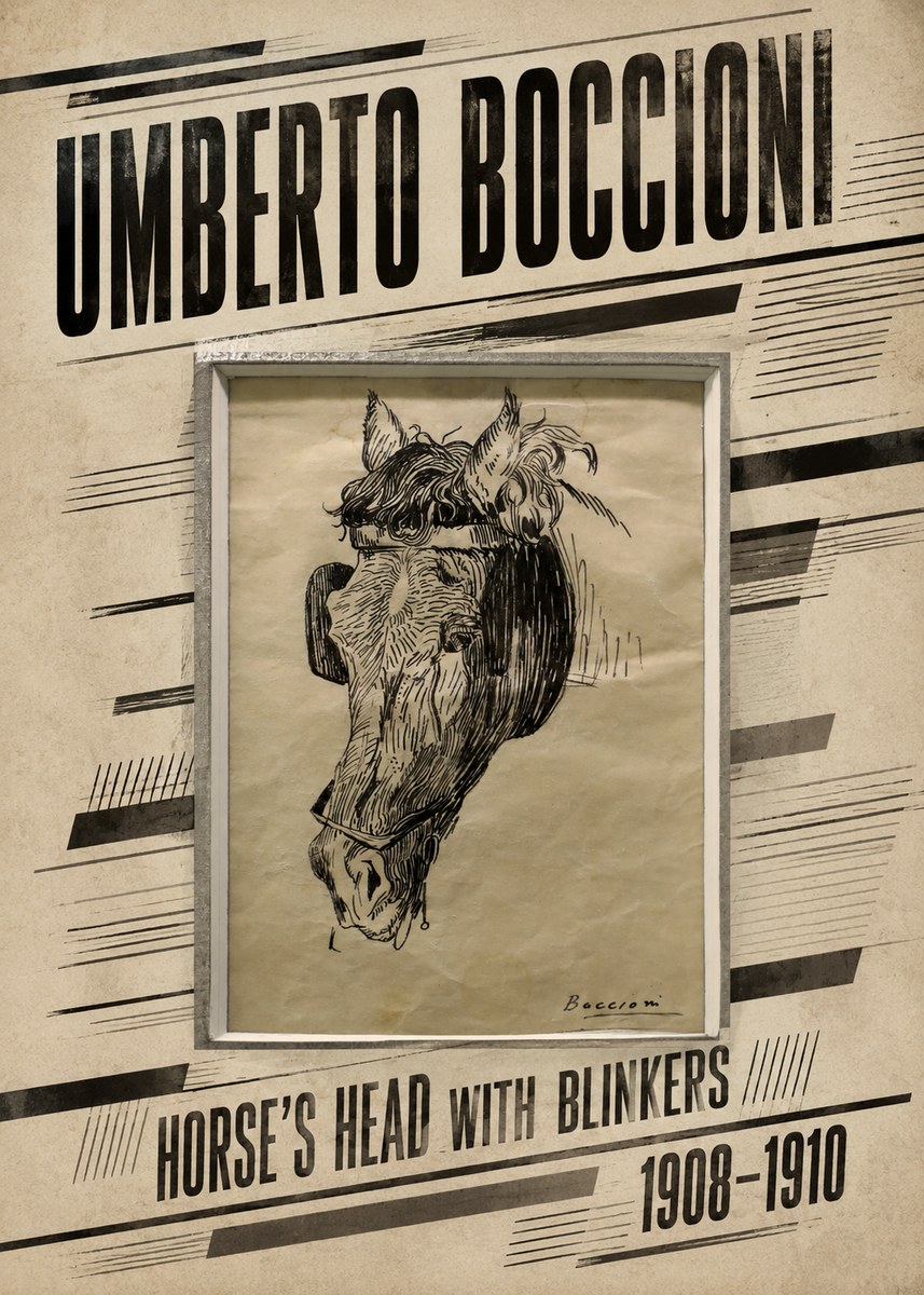 Umberto Boccioni Horse's Head with Blinkers No6 - Plakat