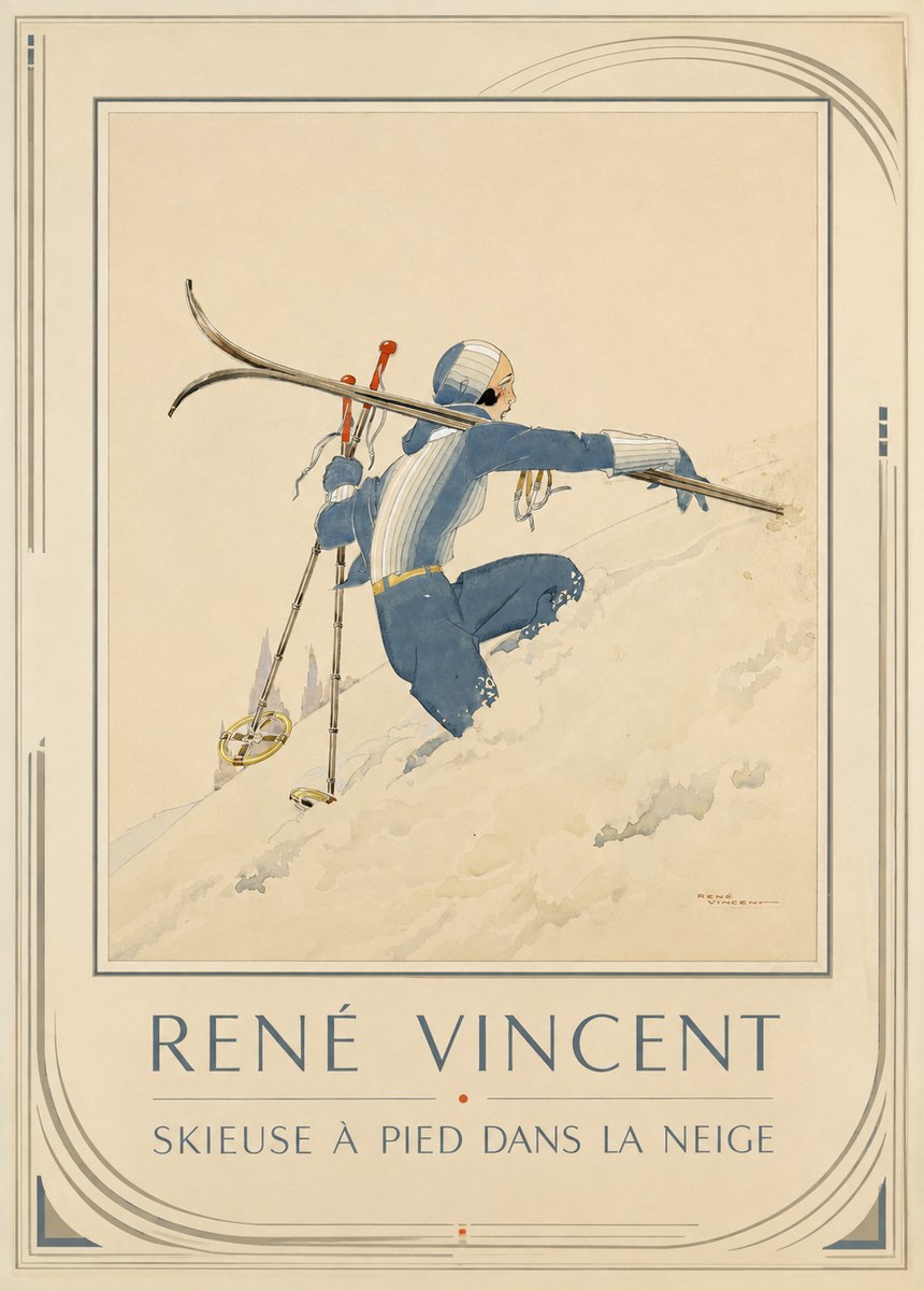 René Vincent Skieuse À Pied Dans La Neige No1 - Plakat