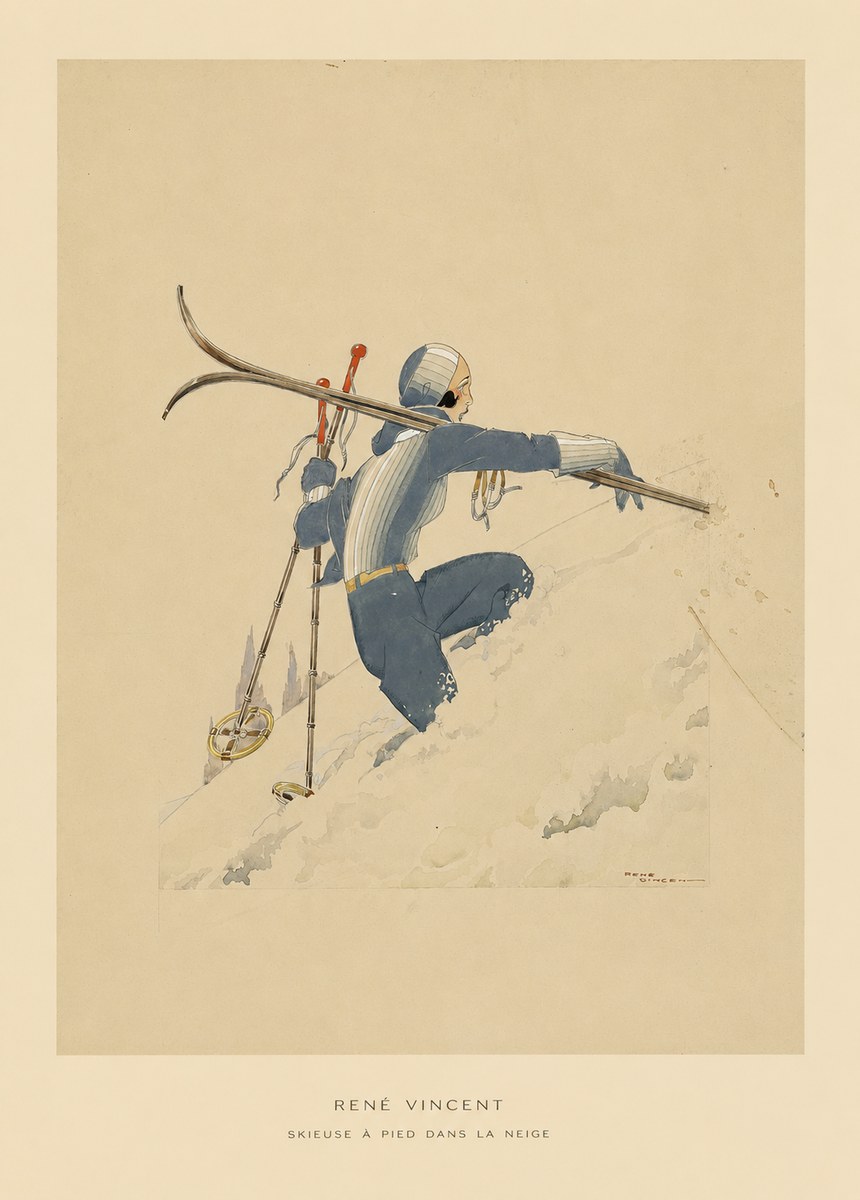 René Vincent Skieuse À Pied Dans La Neige No5 - Plakat