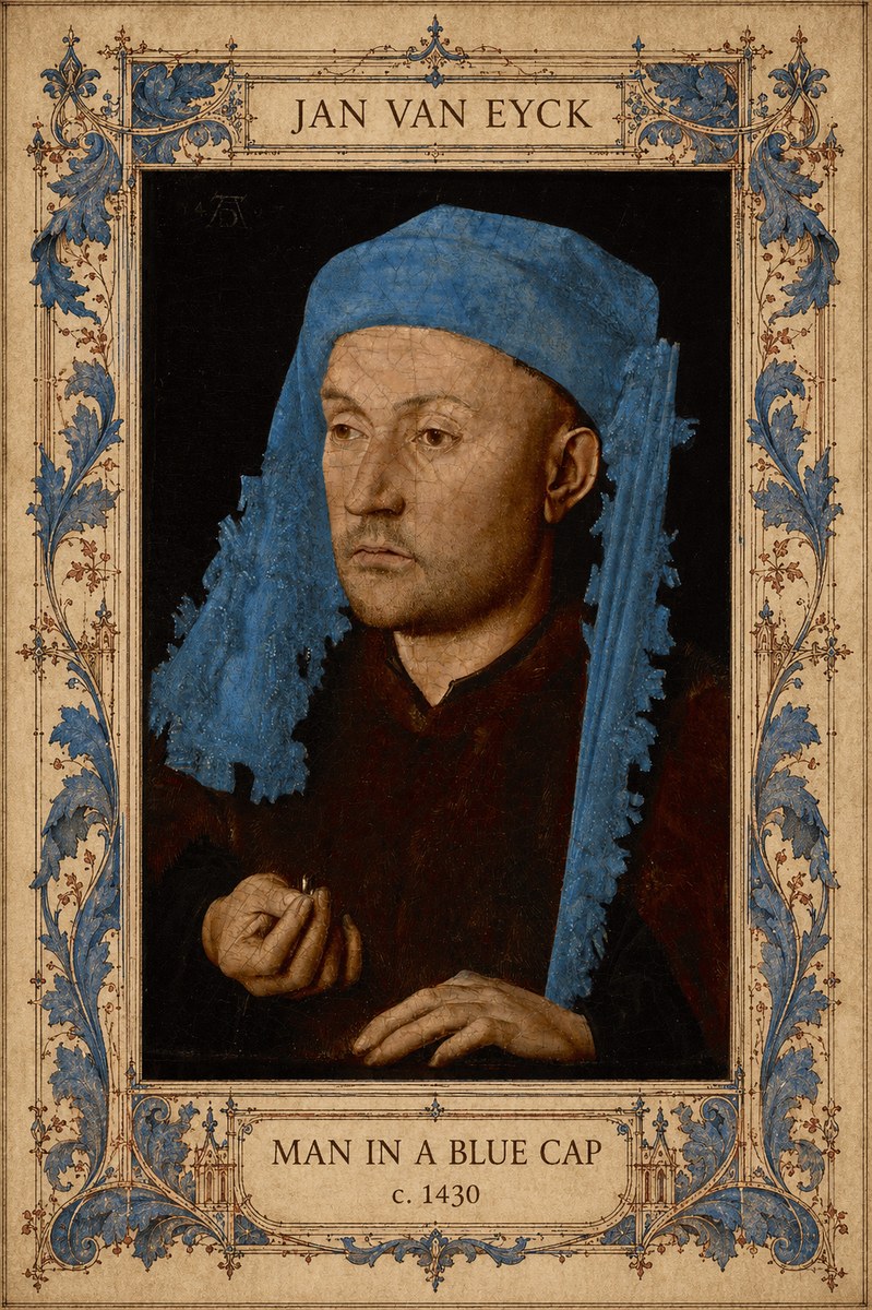 Jan van Eyck Man in a Blue Cap II No6 - Plakat