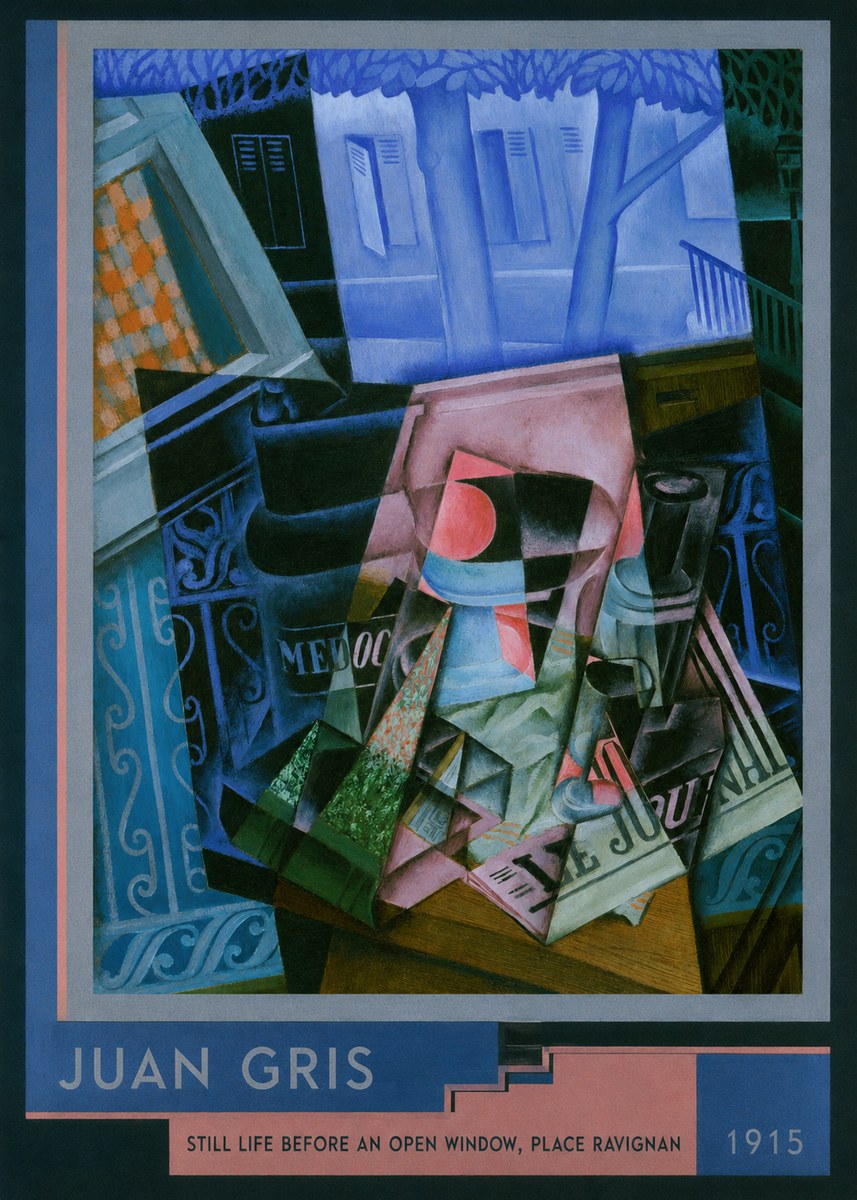 Juan Gris Still Life Before an Open Window, Place Ravignan No2 - Plakat