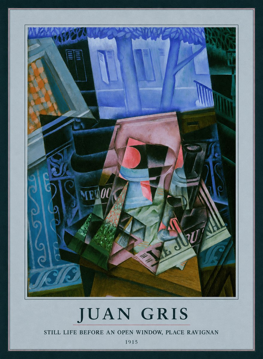 Juan Gris Still Life Before an Open Window, Place Ravignan No3 - Plakat