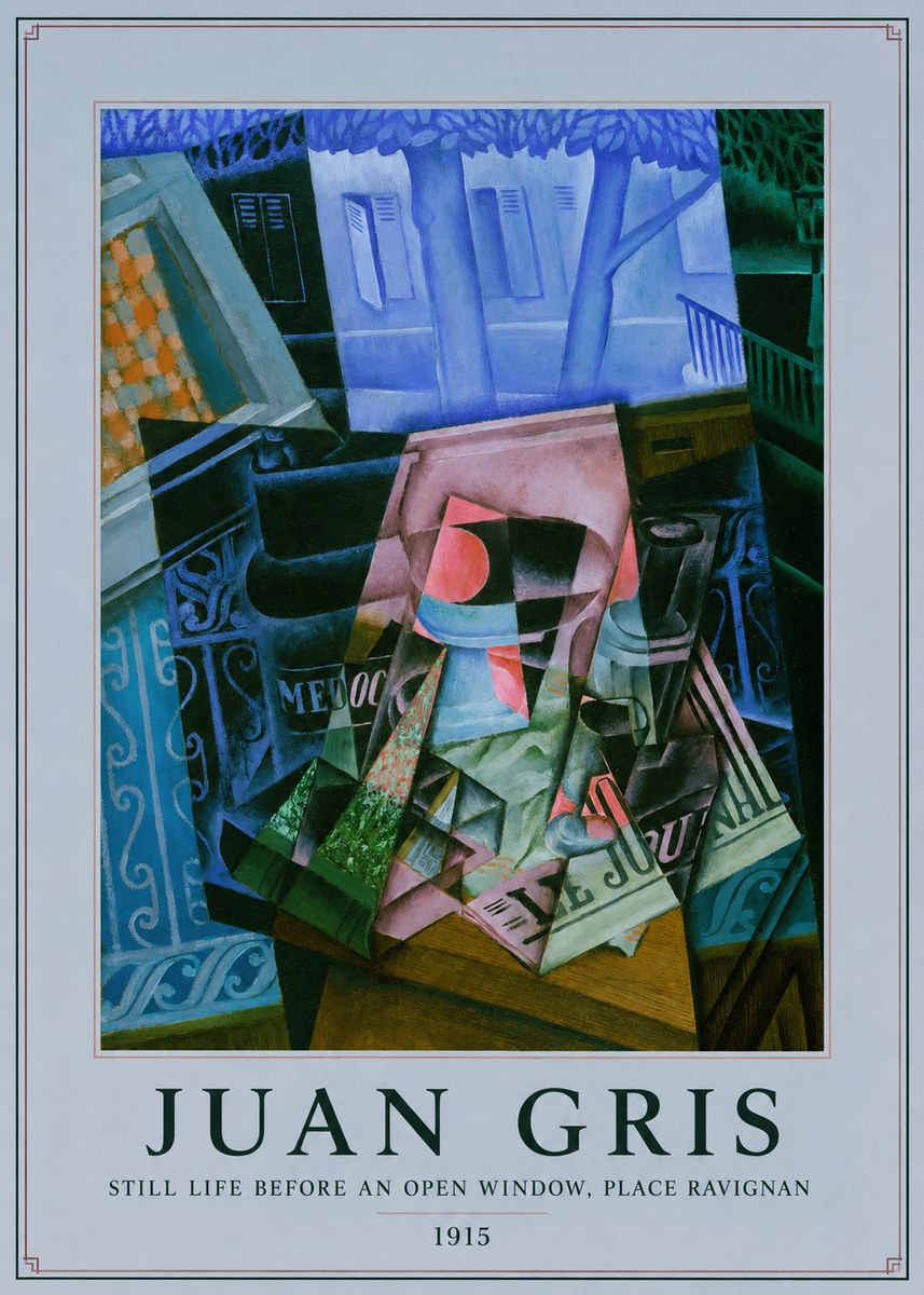 Juan Gris Still Life Before an Open Window, Place Ravignan No5 - Plakat