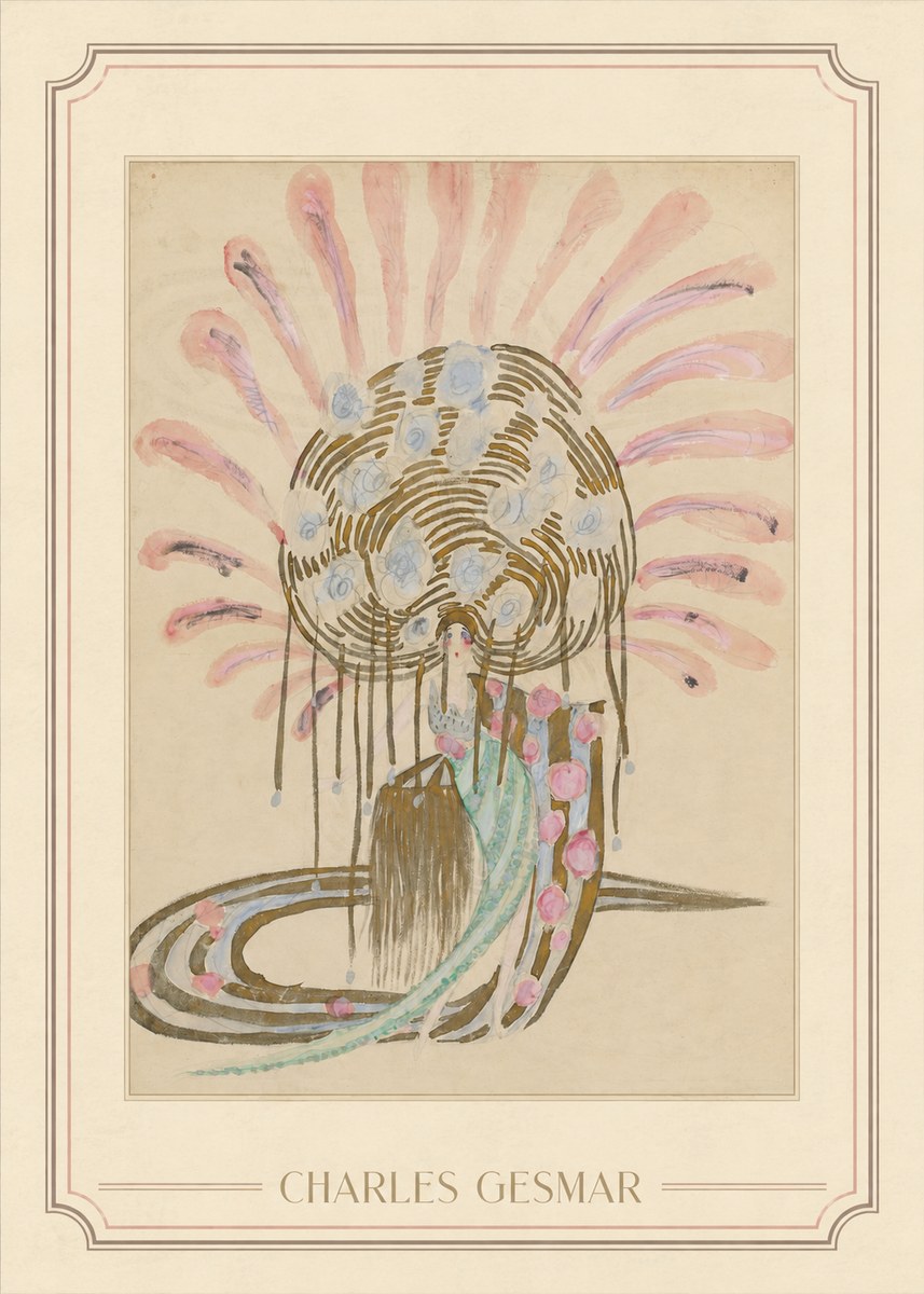 Charles Gesmar Woman with Headdress No1 - Plakat