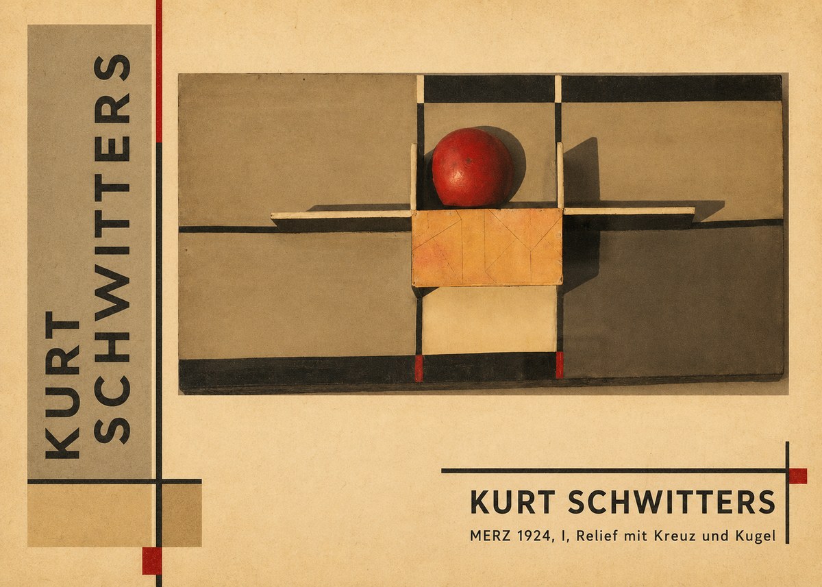 Kurt Schwitters Merz 1924, I, Relief Mit Kreuz Und Kugel No2 - Plakat