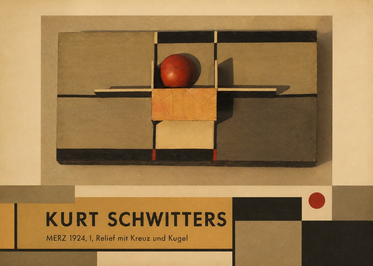 Kurt Schwitters Merz 1924, I, Relief Mit Kreuz Und Kugel No3 - Plakat
