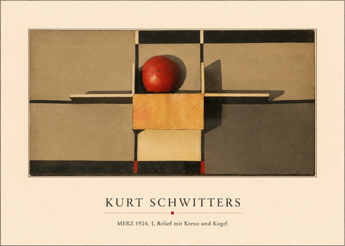 Kurt Schwitters Merz 1924, I, Relief Mit Kreuz Und Kugel No4 - Plakat