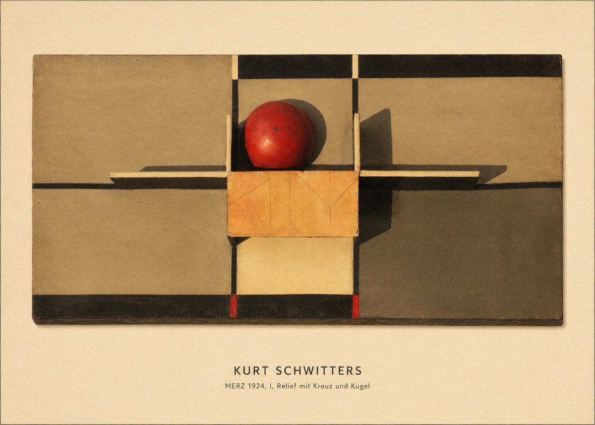 Kurt Schwitters Merz 1924, I, Relief Mit Kreuz Und Kugel No5 - Plakat