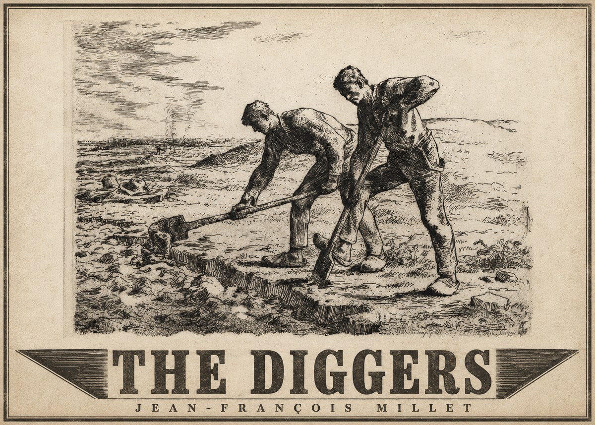 Jean-François Millet The Diggers No4 - Plakat