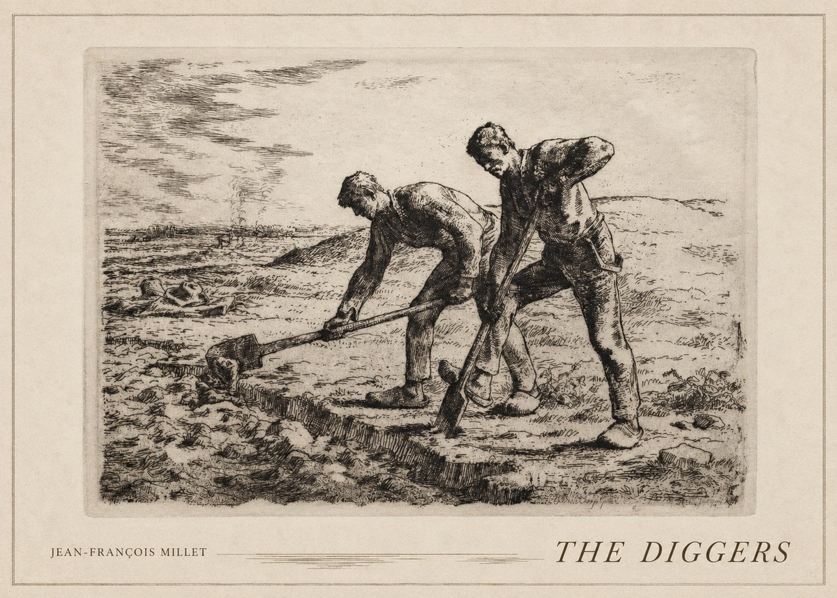 Jean-François Millet The Diggers No5 - Plakat