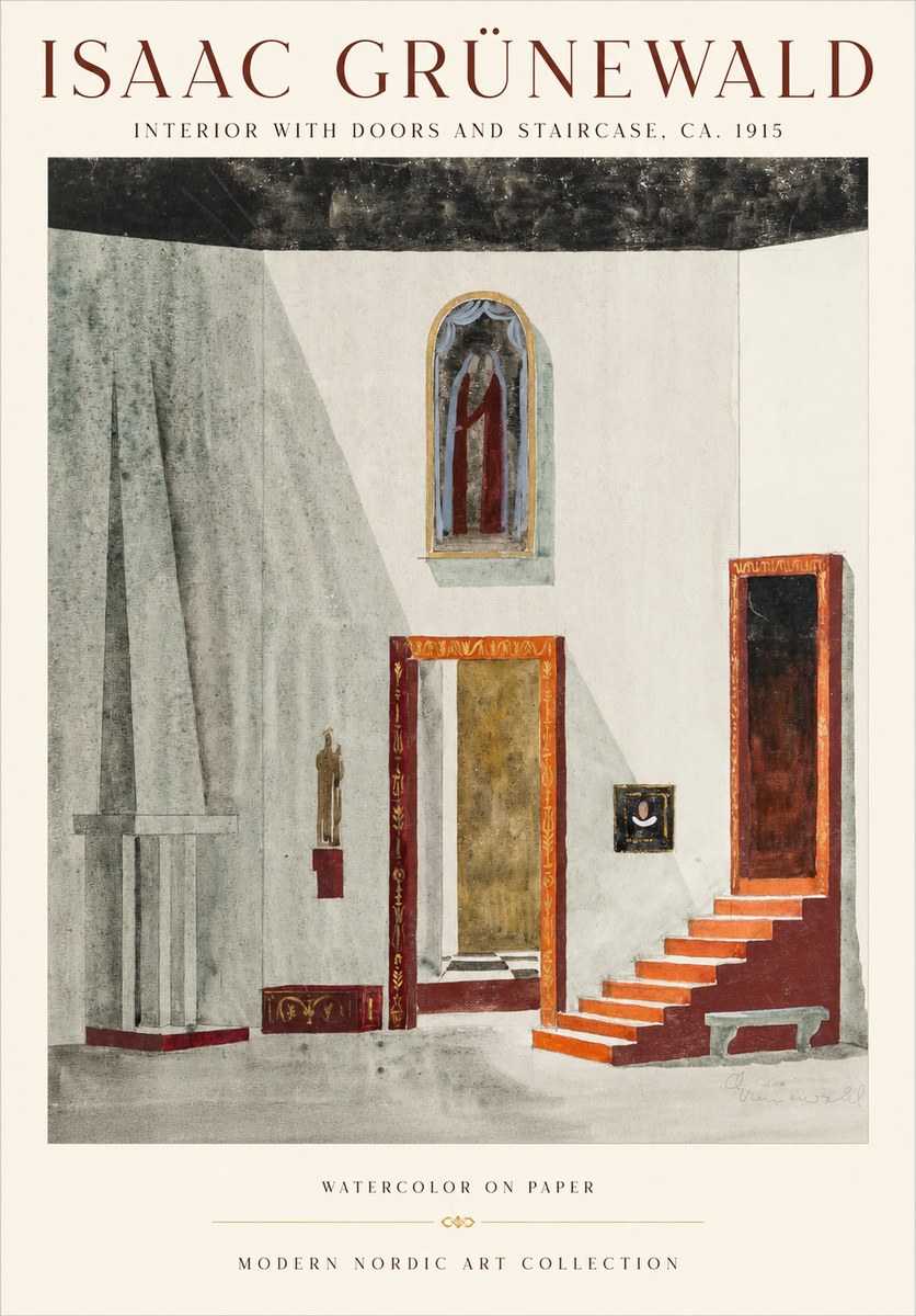 Isaac Grünewald Interior with Doors and Staircase, Ca. 1915 No1 - Plakat