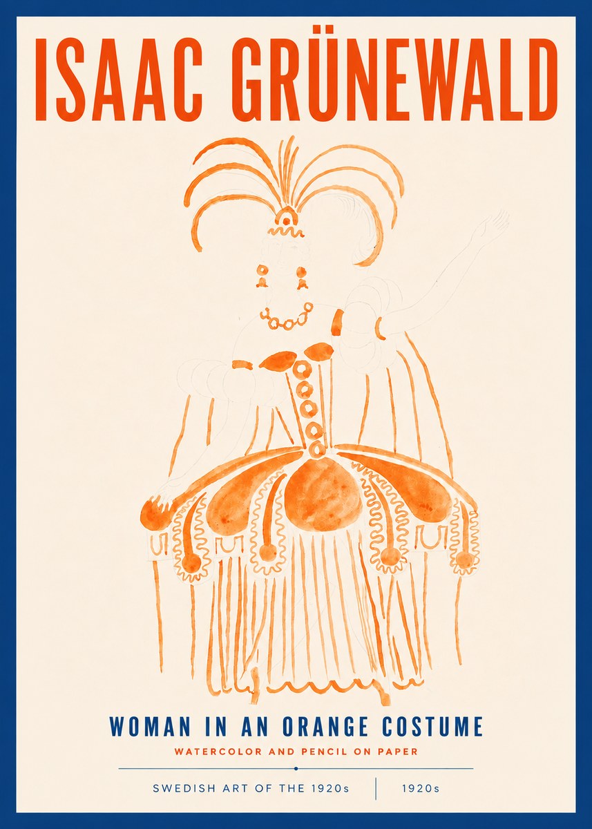 Isaac Grünewald Woman in an Orange Costume No4 - Plakat