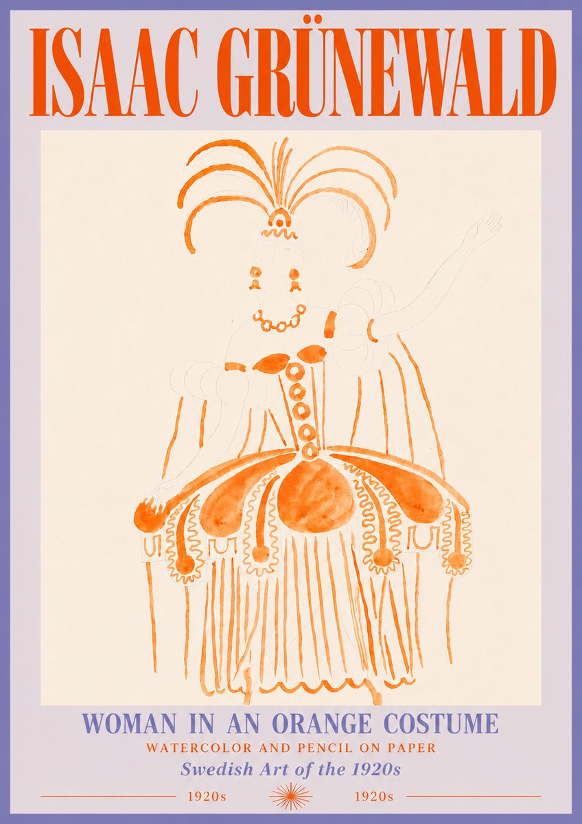 Isaac Grünewald Woman in an Orange Costume No5 - Plakat
