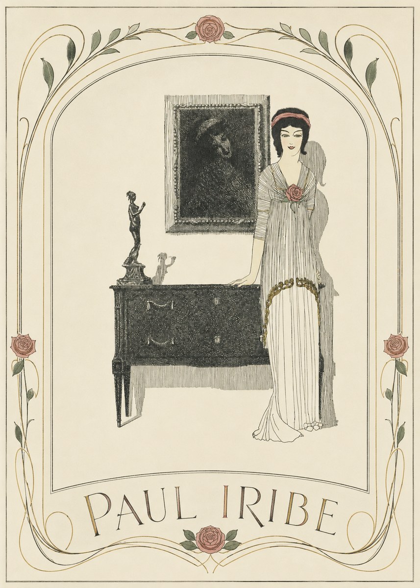 Paul Iribe Elegant Figure in Art Deco Interior No3 - Plakat