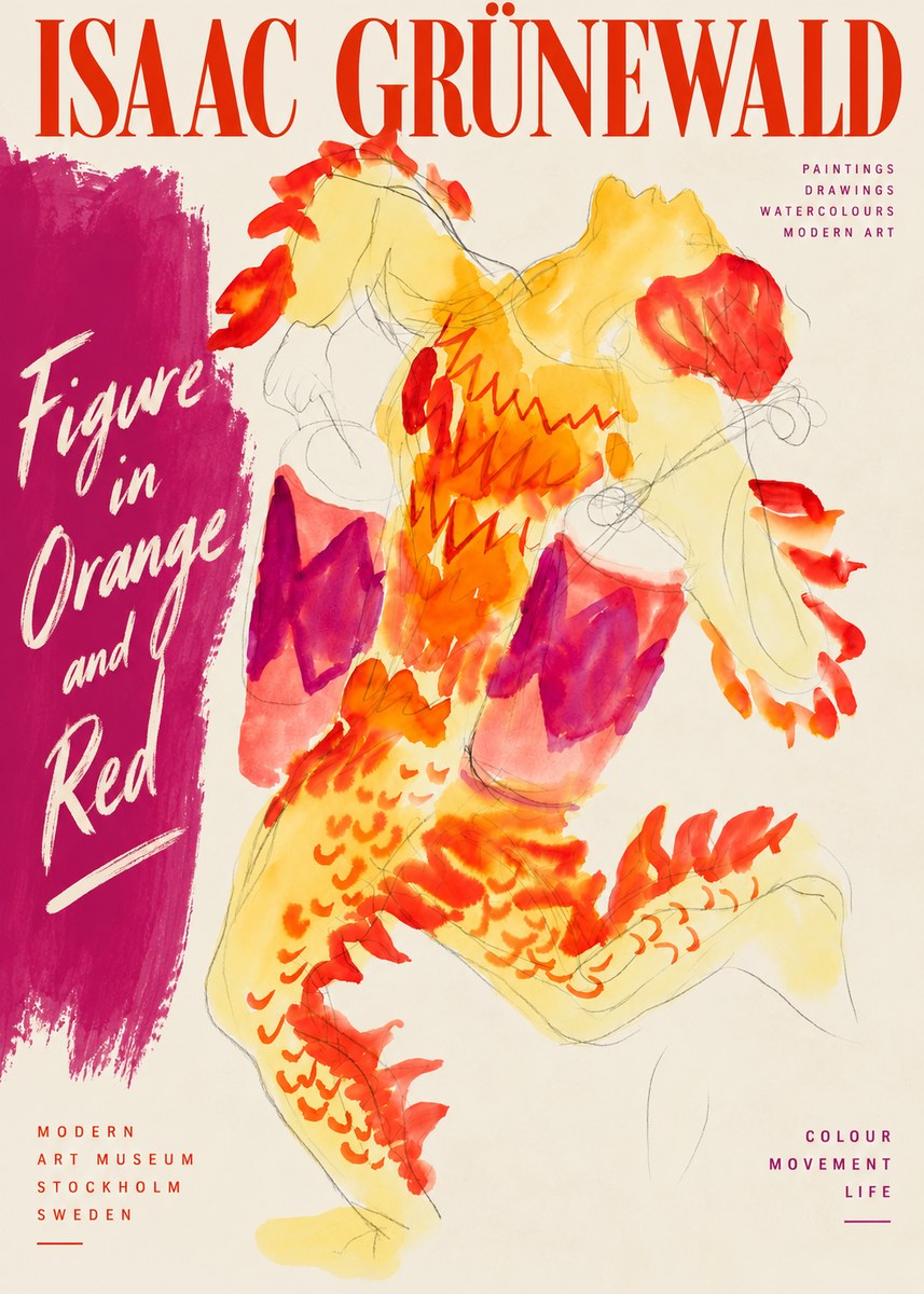 Isaac Grünewald Figure in Orange and Red No3 - Plakat