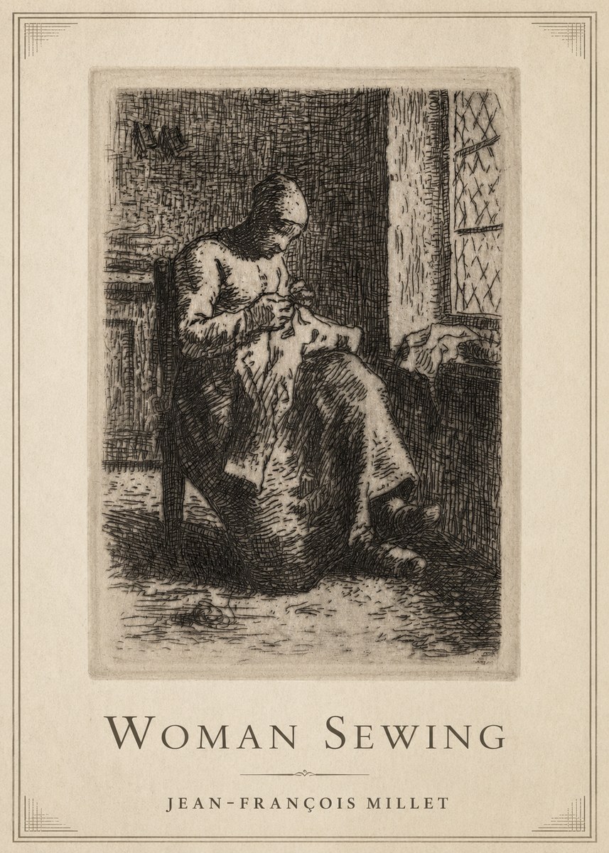 Jean-François Millet Woman Sewing No1 - Plakat