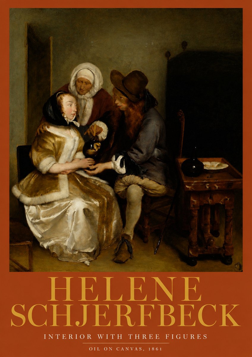 Helene Schjerfbeck Interior with Three Figures No2 - Plakat