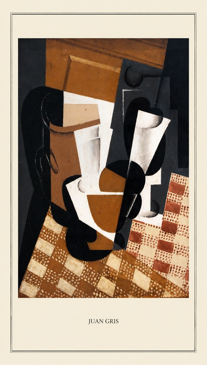 Juan Gris Cubist Still Life with Glass and Tablecloth No4 - Plakat