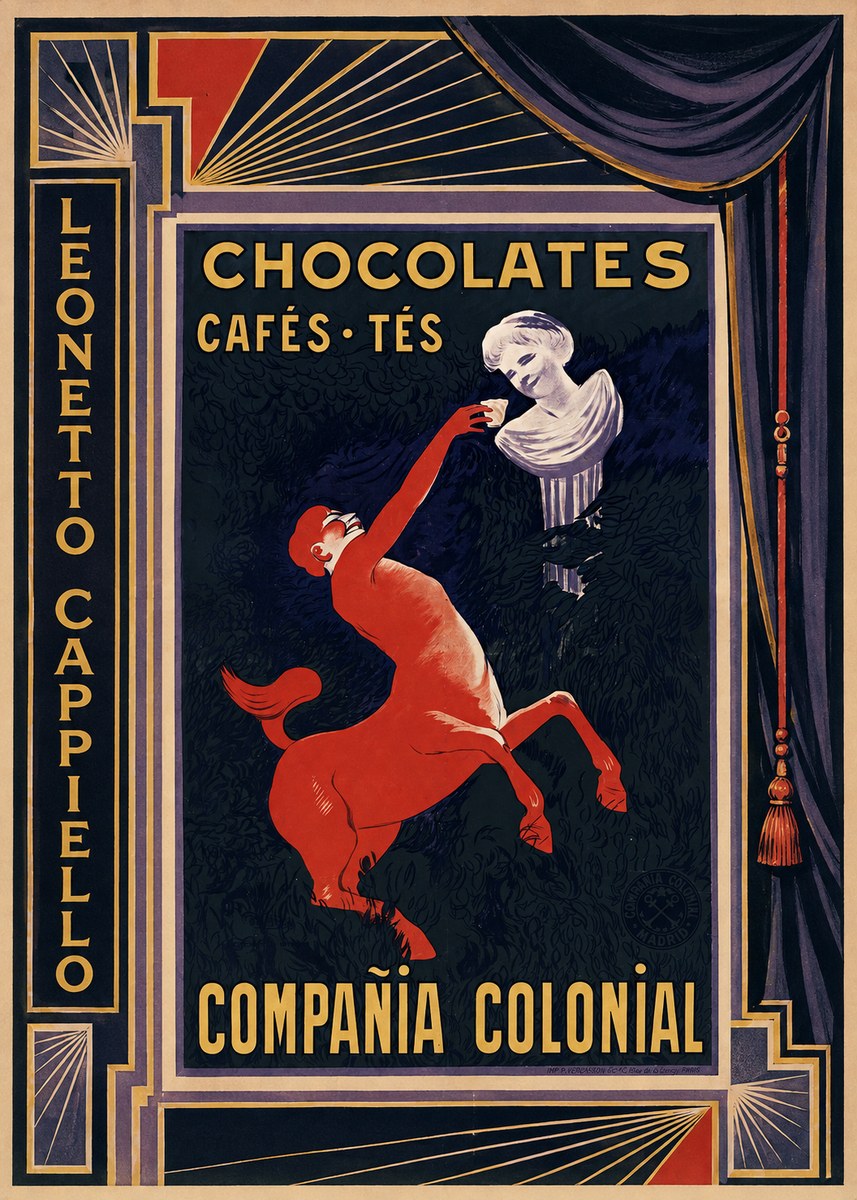 Leonetto Cappiello Chocolates, Cafés, Tés - Compañía Colonial No2 - Plakat