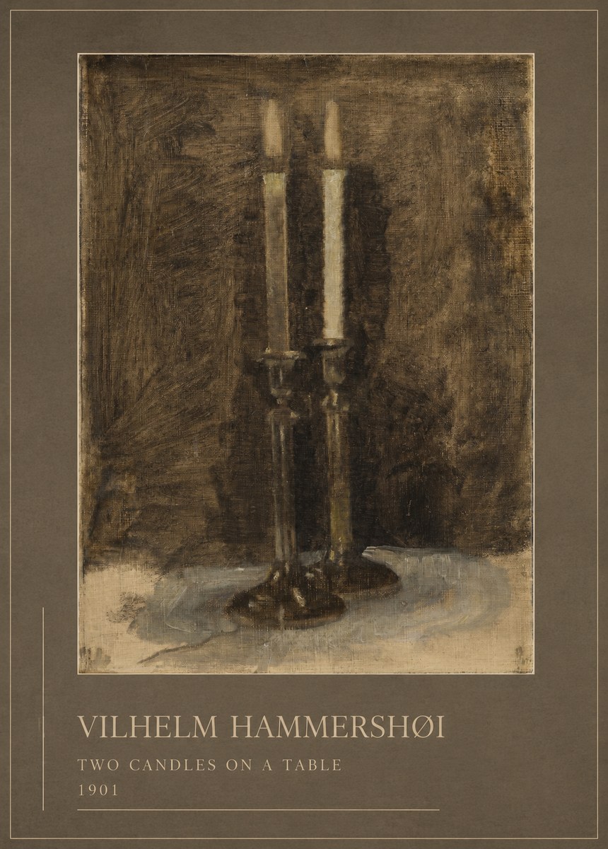 Vilhelm Hammershøi Two Candles on a Table No1 - Plakat