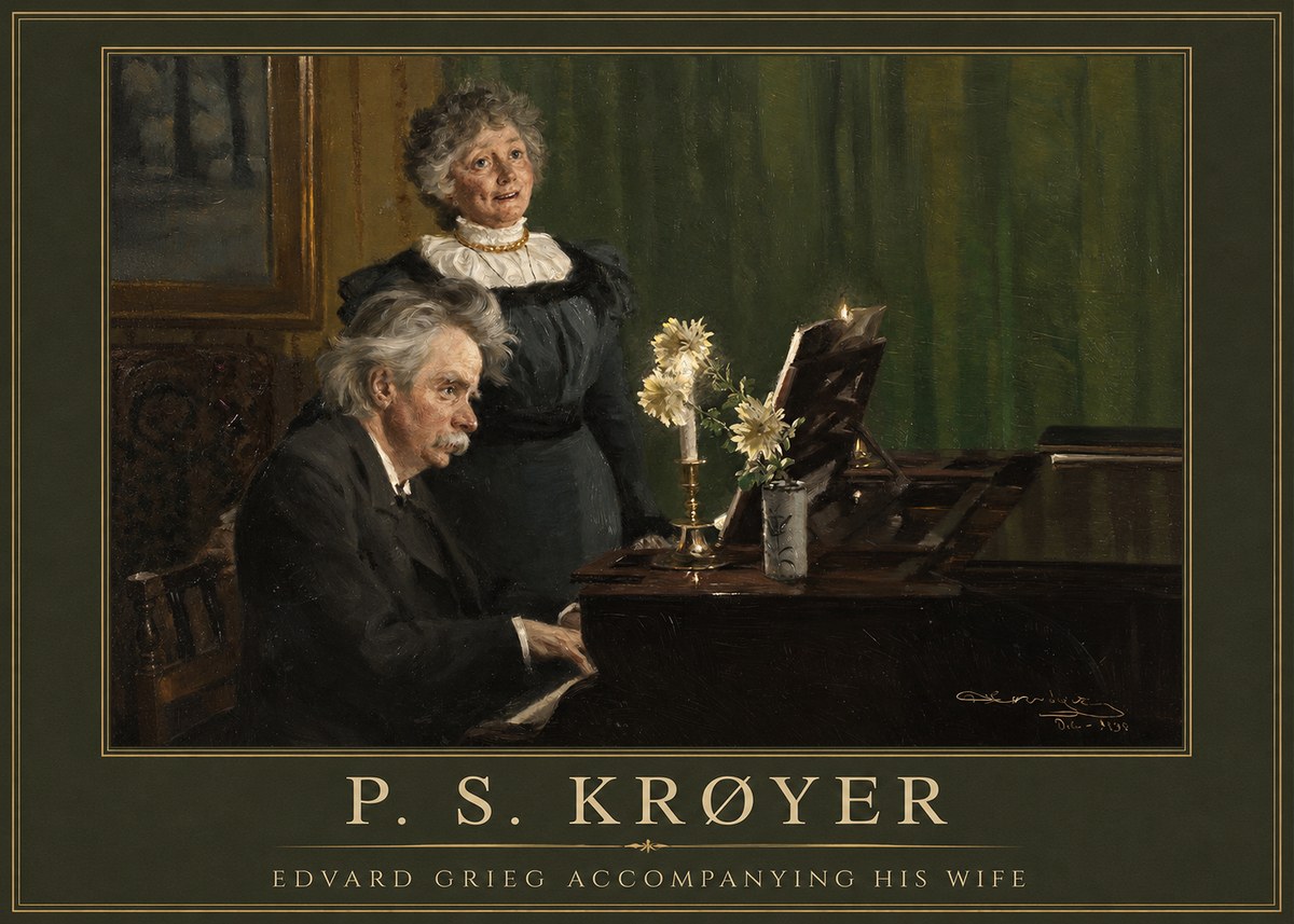 P.S. Krøyer Edvard Grieg Accompanying His Wife No1 - Plakat
