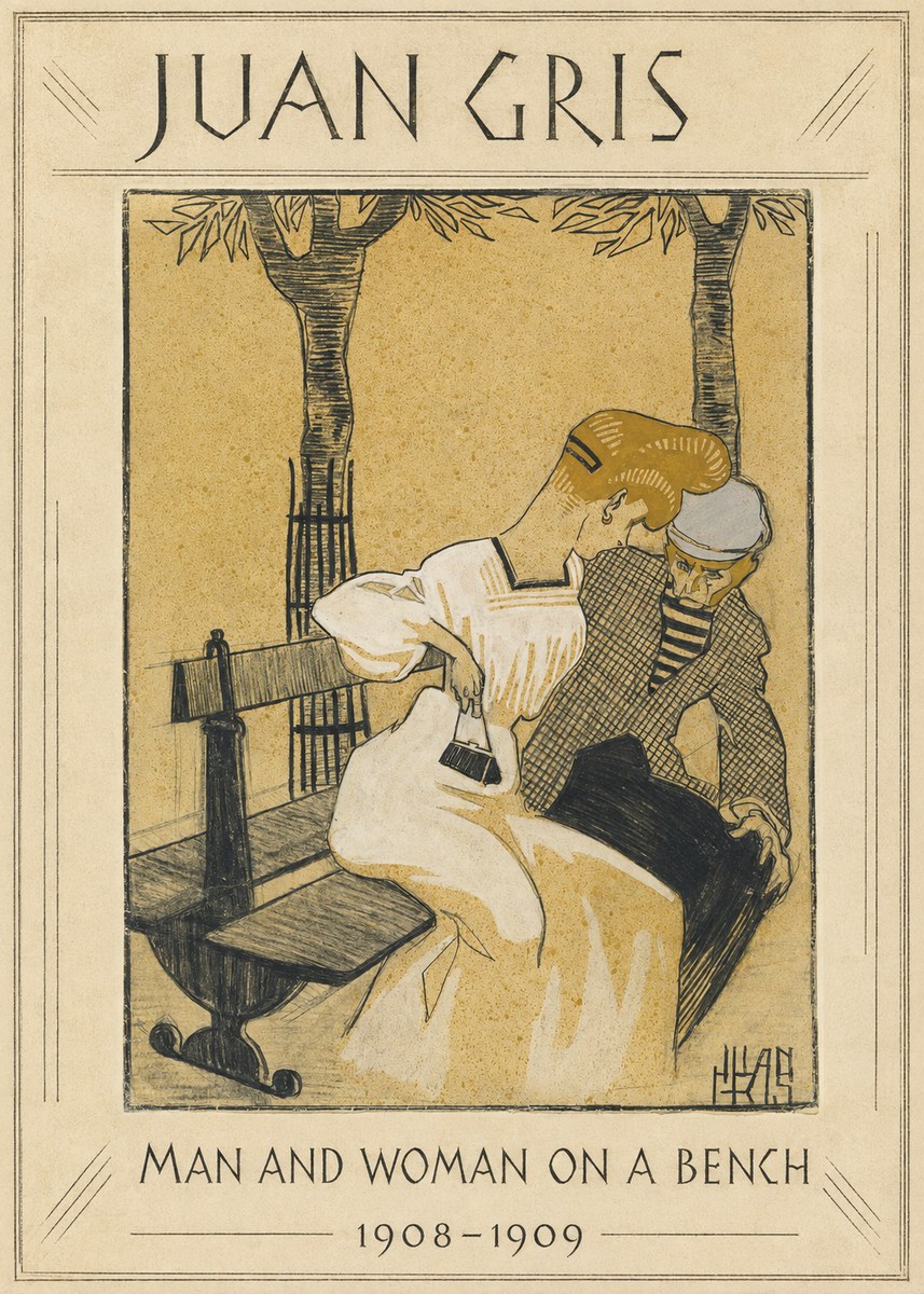 Juan Gris Man and Woman on a Bench No1 - Plakat
