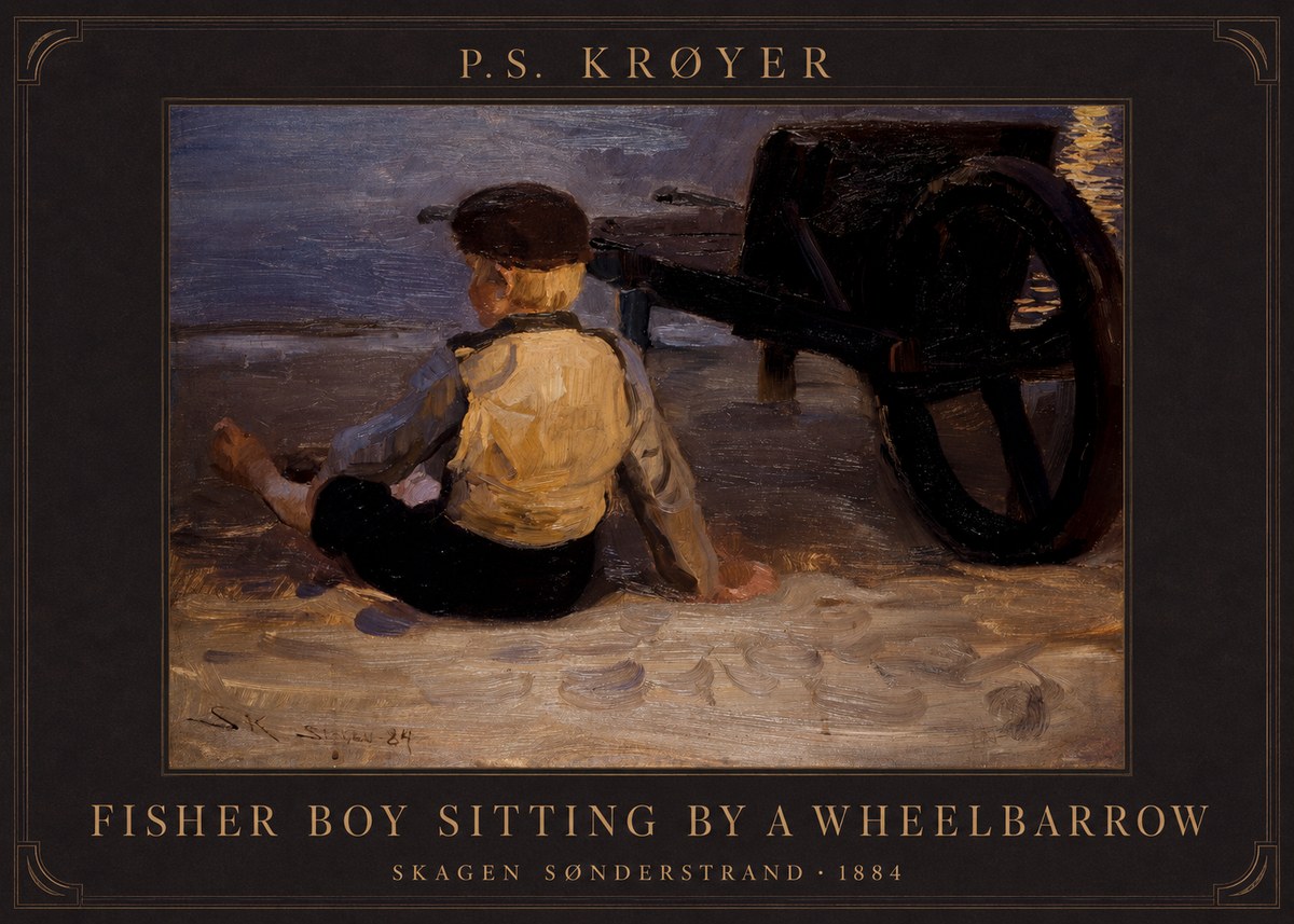 P.S. Krøyer Fisher Boy Sitting by a Wheelbarrow No5 - Plakat