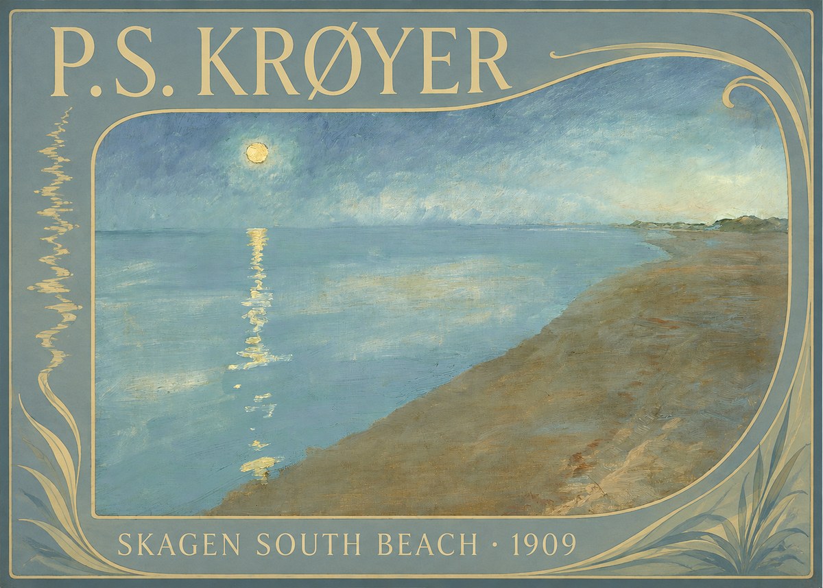 P.S. Krøyer Skagen South Beach · 1909 No4 - Plakat
