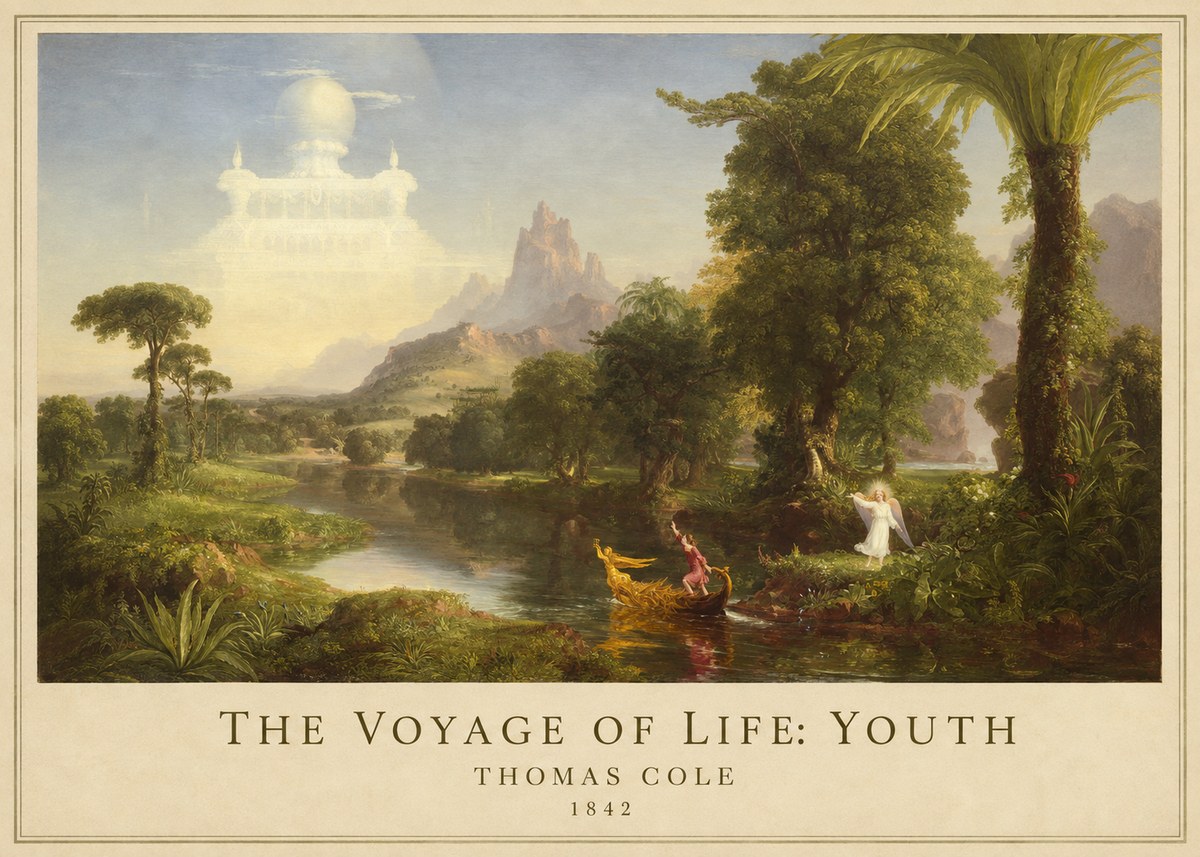 Thomas Cole The Voyage of Life: Youth V No1 - Plakat