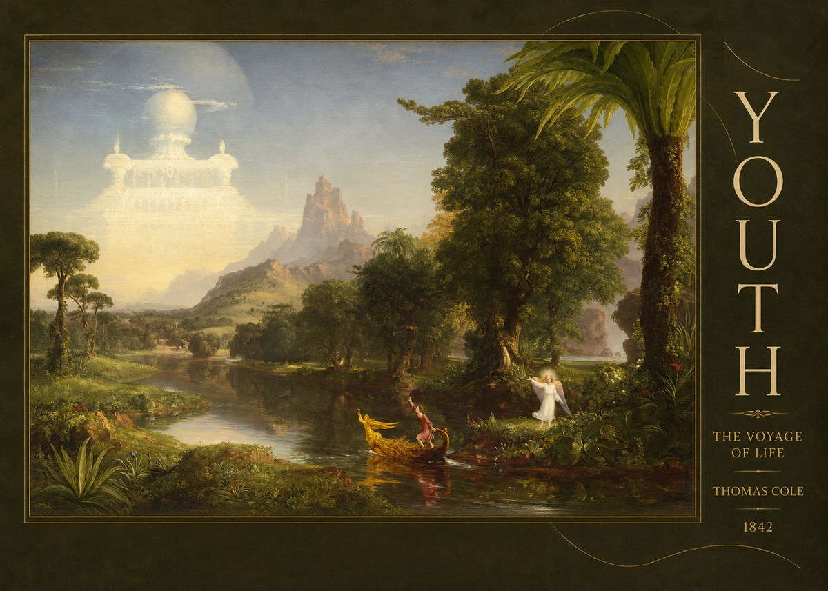 Thomas Cole The Voyage of Life: Youth V No5 - Plakat