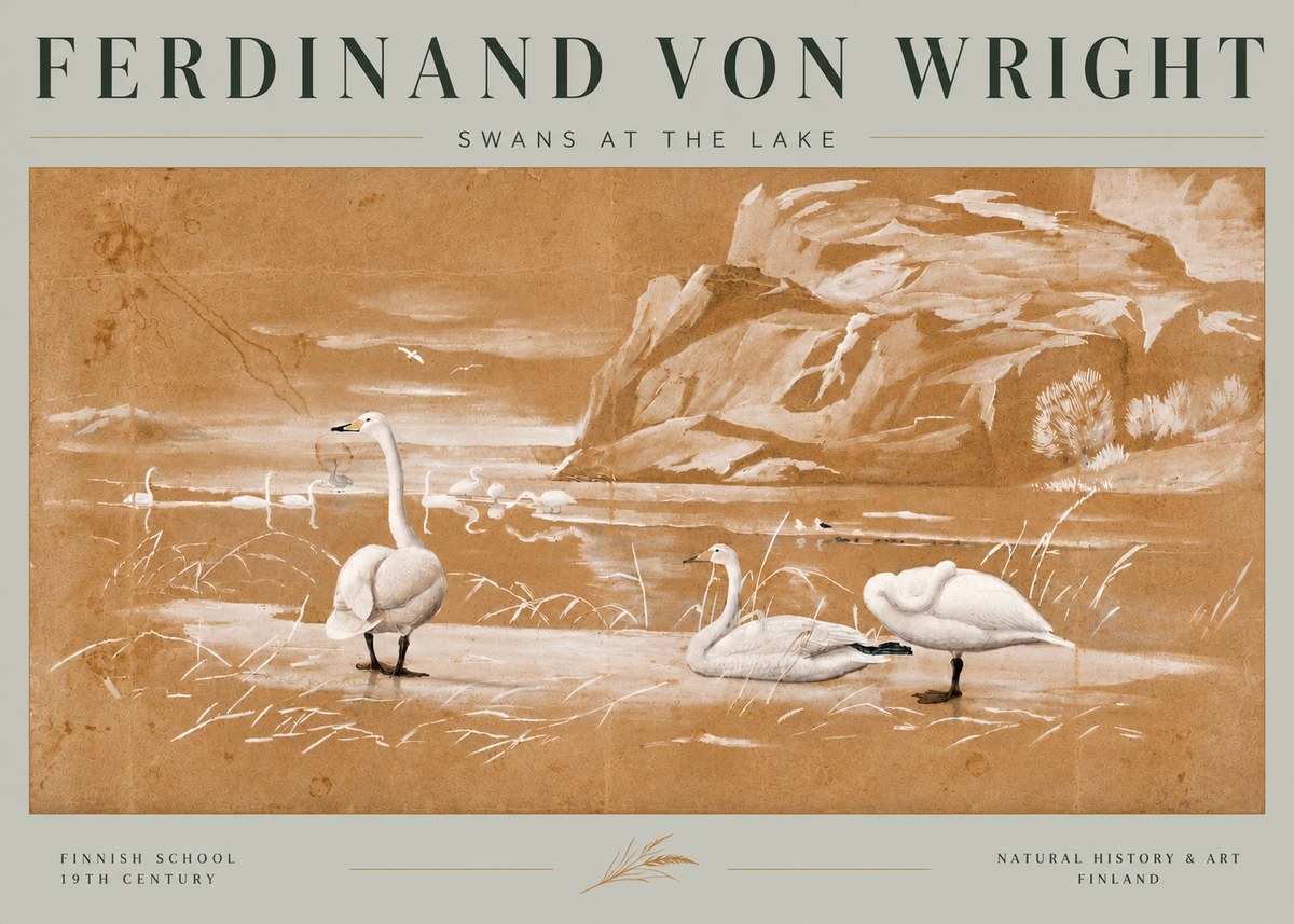Ferdinand von Wright Swans at the Lake No6 - Plakat
