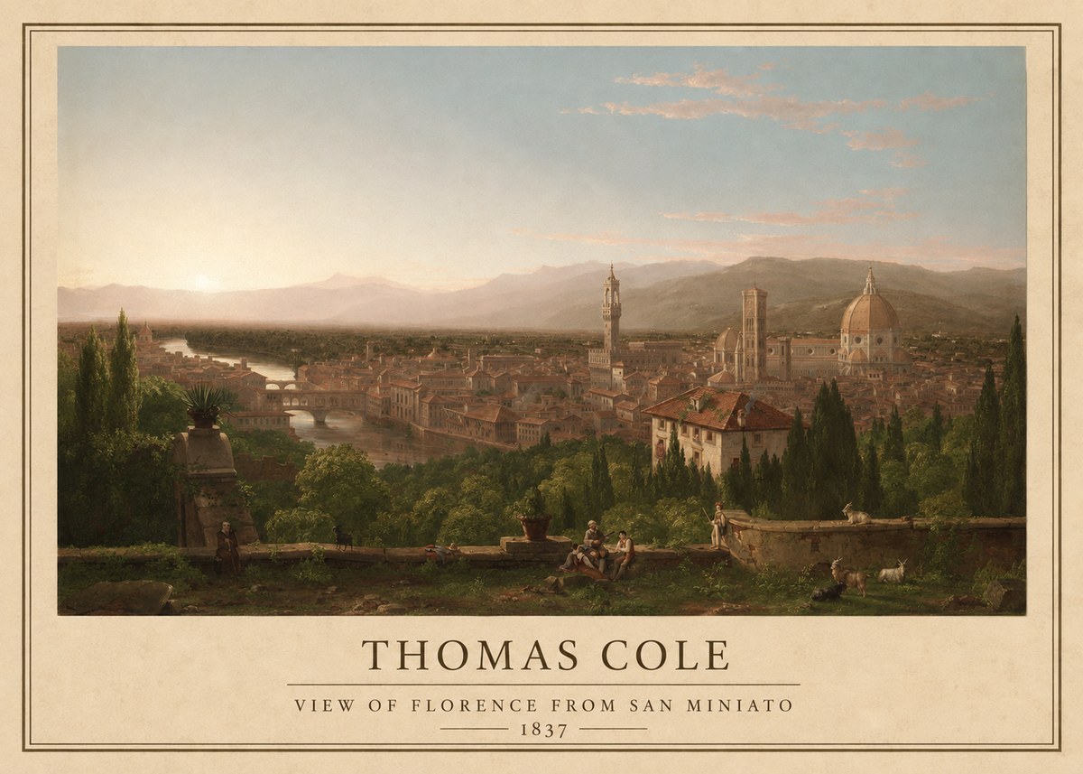 Thomas Cole View of Florence from San Miniato No1 - Plakat