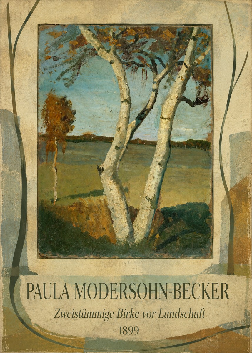 Paula Modersohn-Becker Zweistämmige Birke Vor Landschaft No4 - Plakat