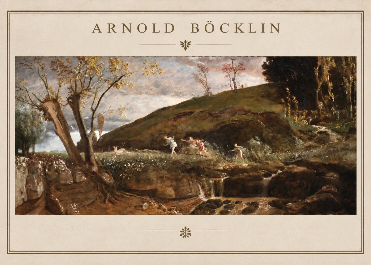 Arnold Böcklin Nymphs and Satyr No2 - Plakat