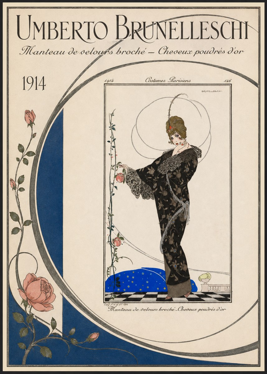 Umberto Brunelleschi Manteau De Velours Broché – Cheveux Poudrés D'or No3 - Plakat