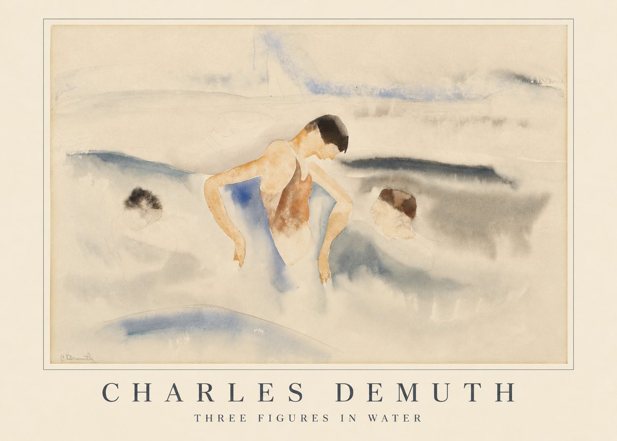 Charles Demuth Three Figures in Water No5 - Plakat
