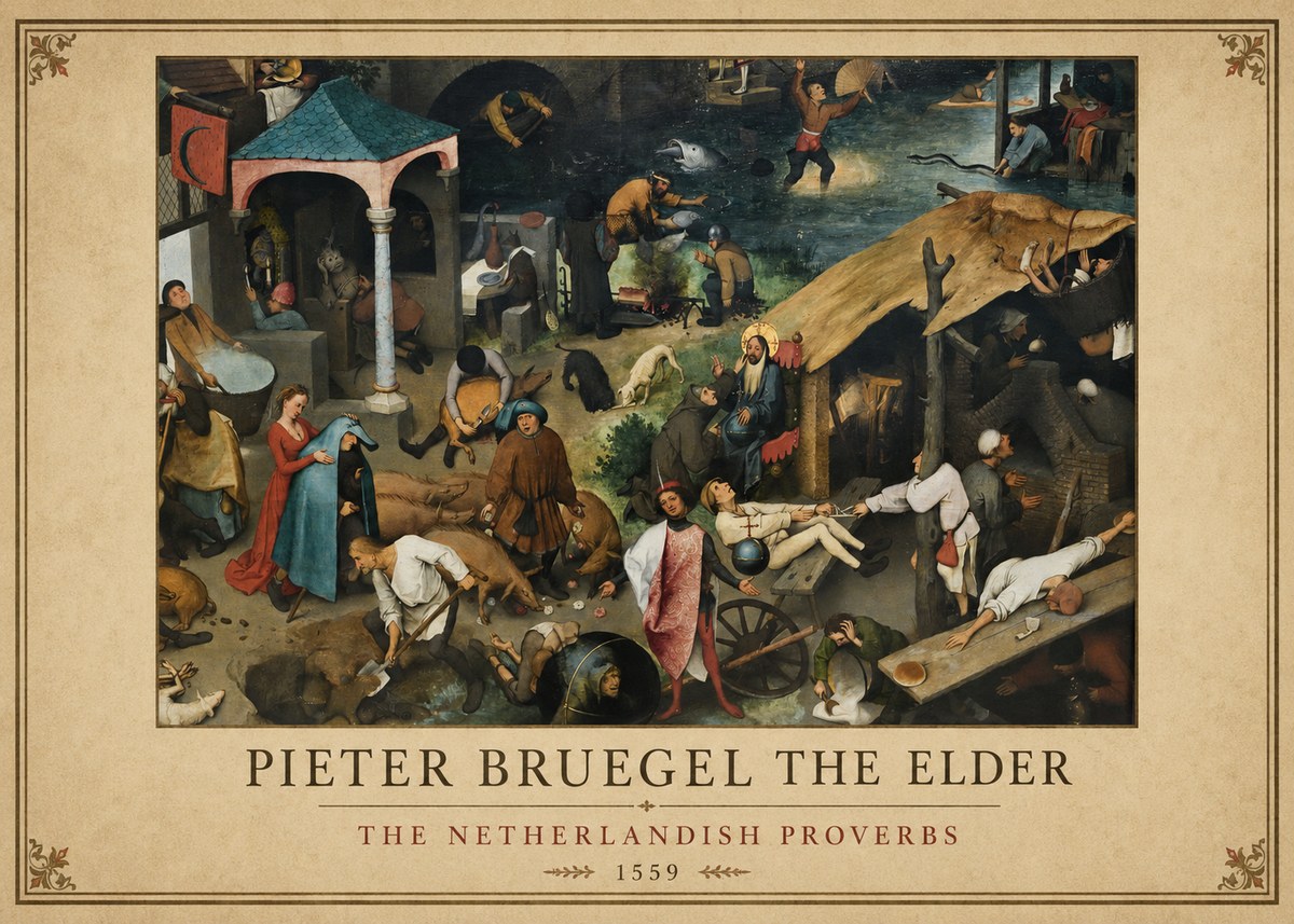Pieter Bruegel The Netherlandish Proverbs III No1 - Plakat