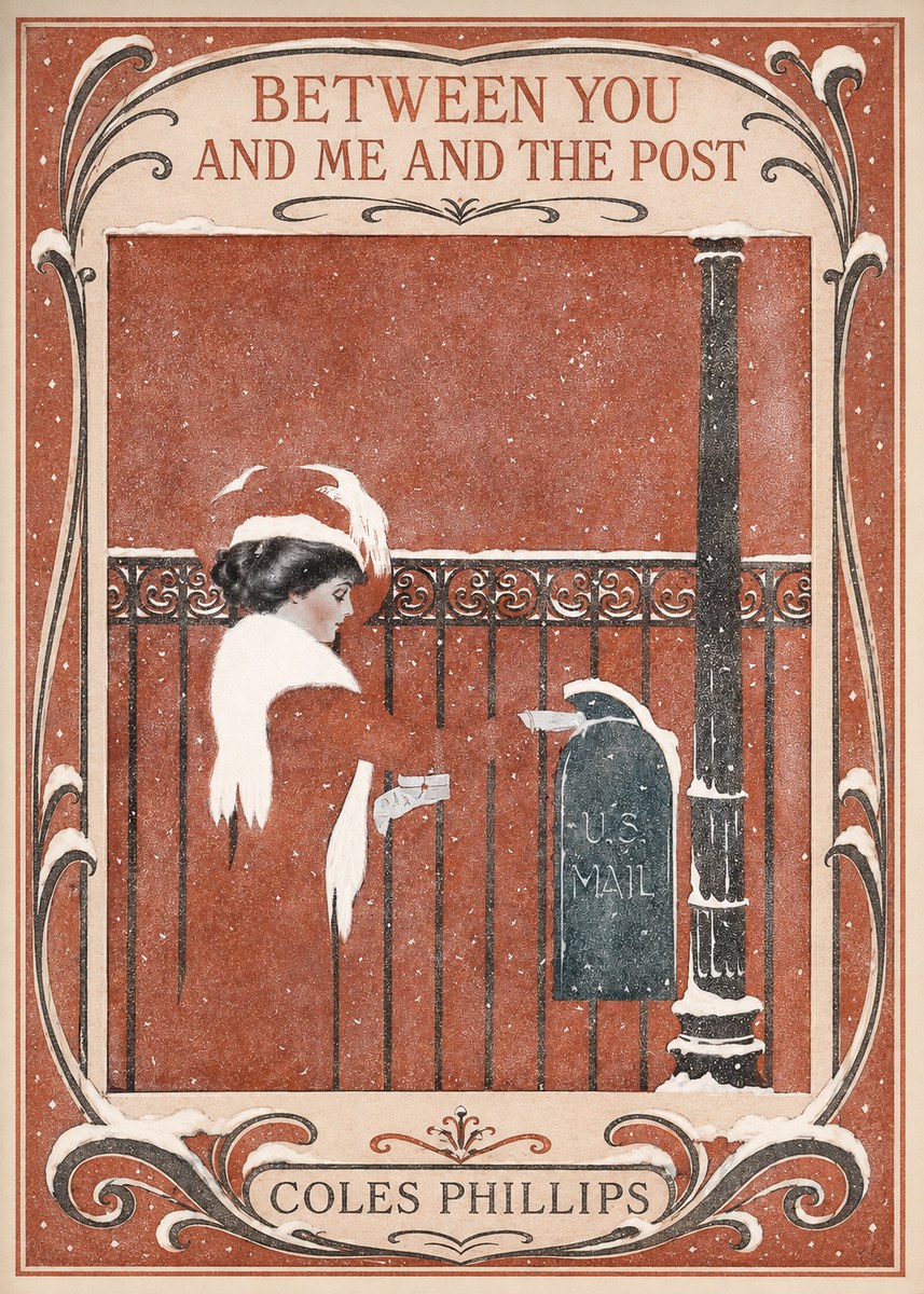 Coles Phillips Between You and Me and the Post No5 - Plakat
